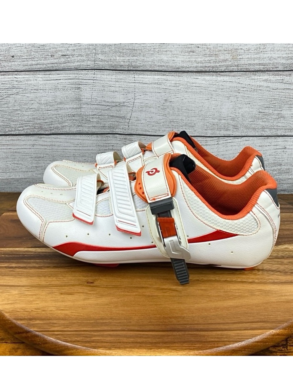 Peloton Indoor Cycling Bike Cleats White Orange Shoes Men’s Size 10 EU 43